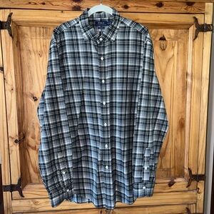 Polo Ralph Lauren slim fit gray plaid button down shirt. SZ XL. EUC.